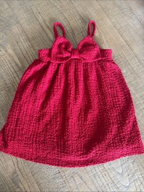 Old Navy Red Textured Bow-Front Sundress